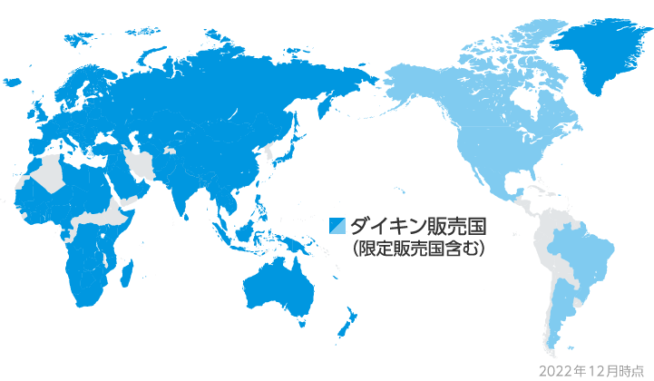 世界におけるR32使用機器　累計販売台数分布地図