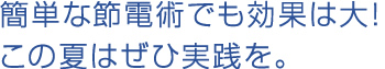 簡単な節電術でも効果は大!この夏はぜひ実践を。